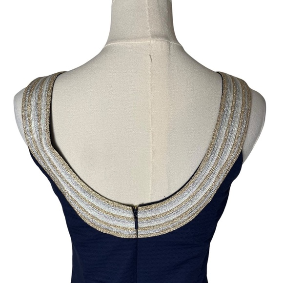 Lilly Pulitzer Valli Shift Dress with Metallic Embroidery in Navy Size 00 - Picture 10 of 16
